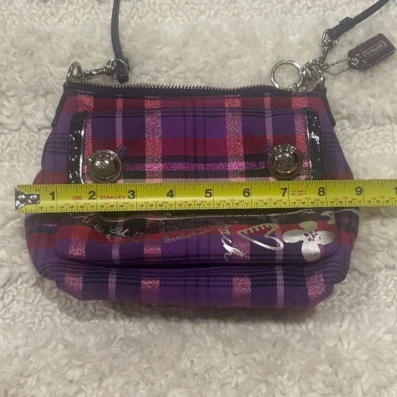 Coach Poppy Vintage Purple Tartan Plaid Crossbody Bag Excellent Condition - Picture 8 of 9
